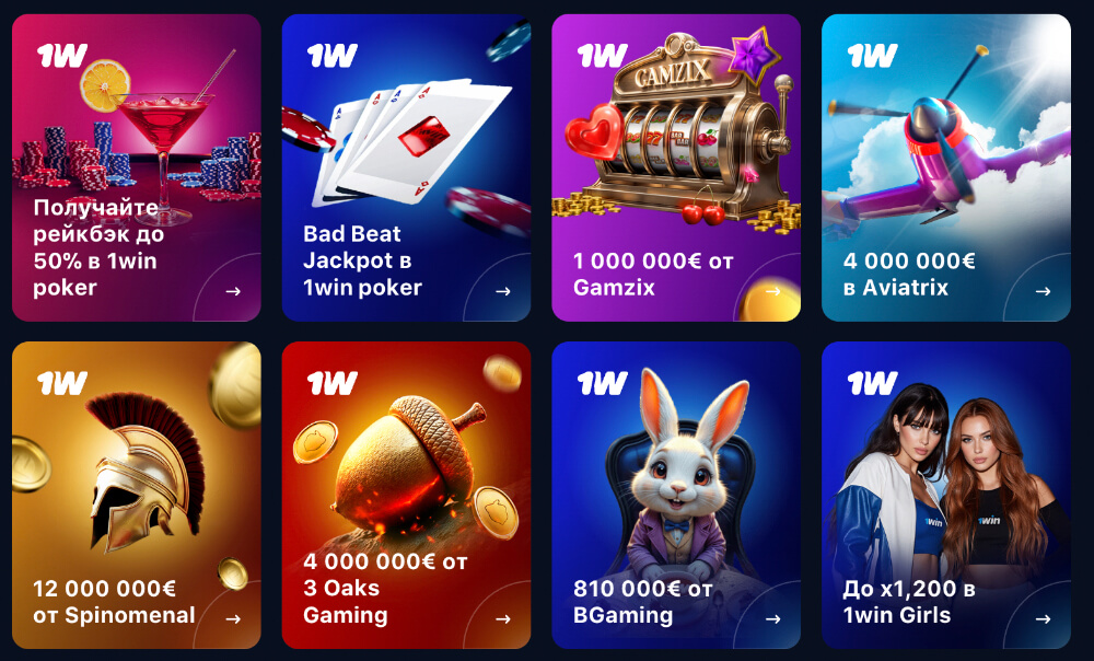 Бонусы игрокам в 1WIN